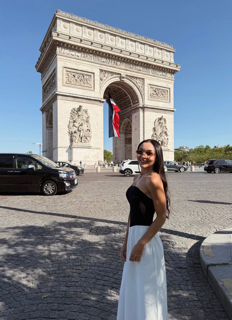 Vestido Midi Moniz Preto e Off White Saphir - foto adicional 2