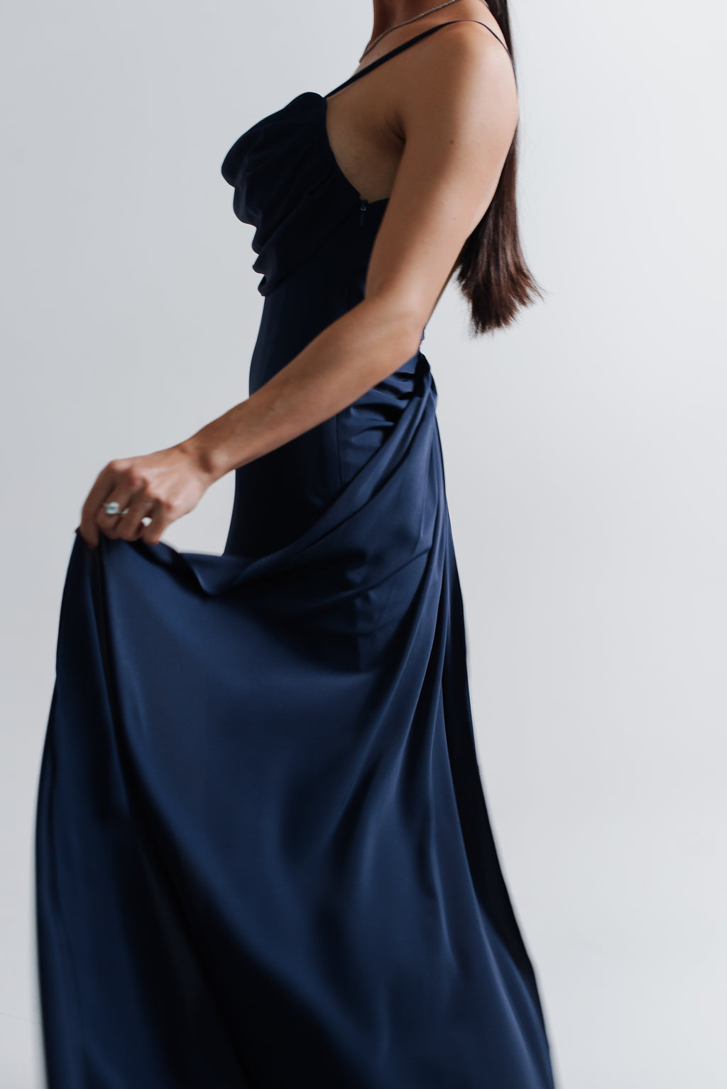 Vestido Longo Fluido Zélia Azul Marinho Saphir