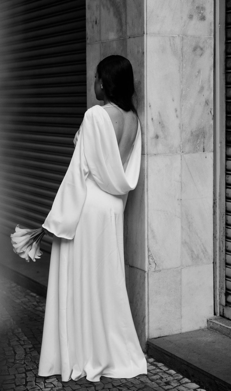 Vestido De Noiva Manga Longa Alice Off White Ällie - foto adicional 5