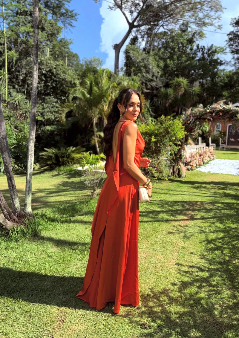 Vestido Longo Alfaiataria Gabrielle Terracota Saphir - foto adicional 2