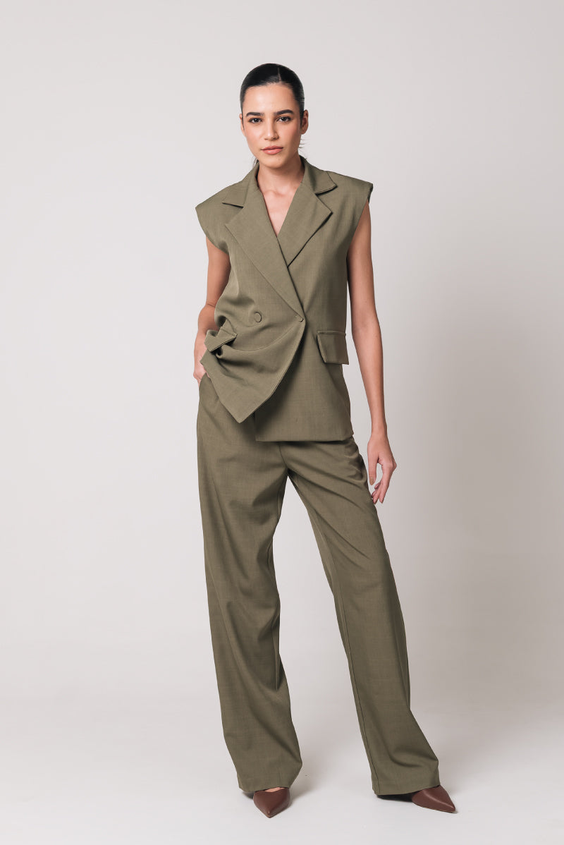 Calça Pantalona Cecília Verde Oliva