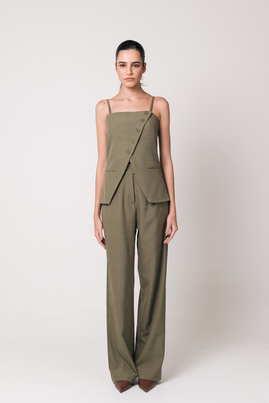 Calça Pantalona Cecília Verde Oliva