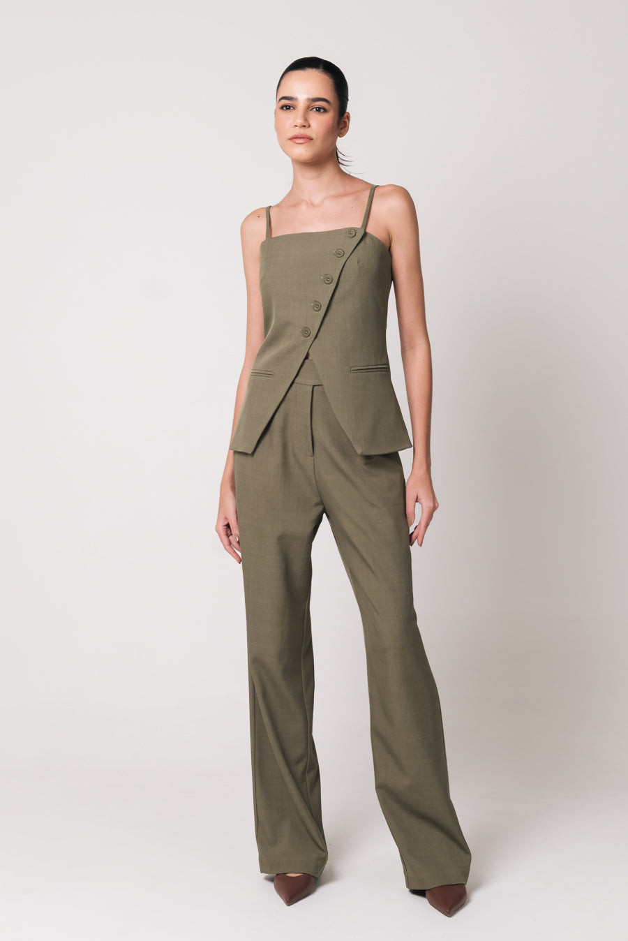 Calça Pantalona Cecília Verde Oliva