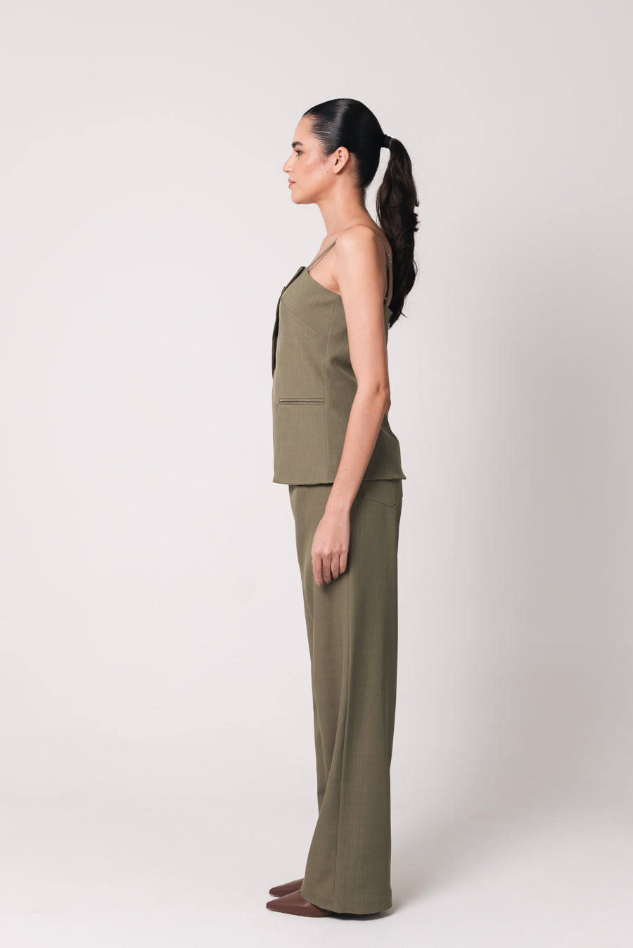 Calça Pantalona Cecília Verde Oliva