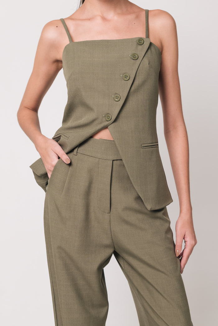 Calça Pantalona Cecília Verde Oliva