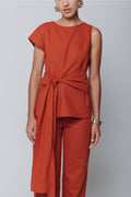 Blusa Amira Linho Vermelho Terra