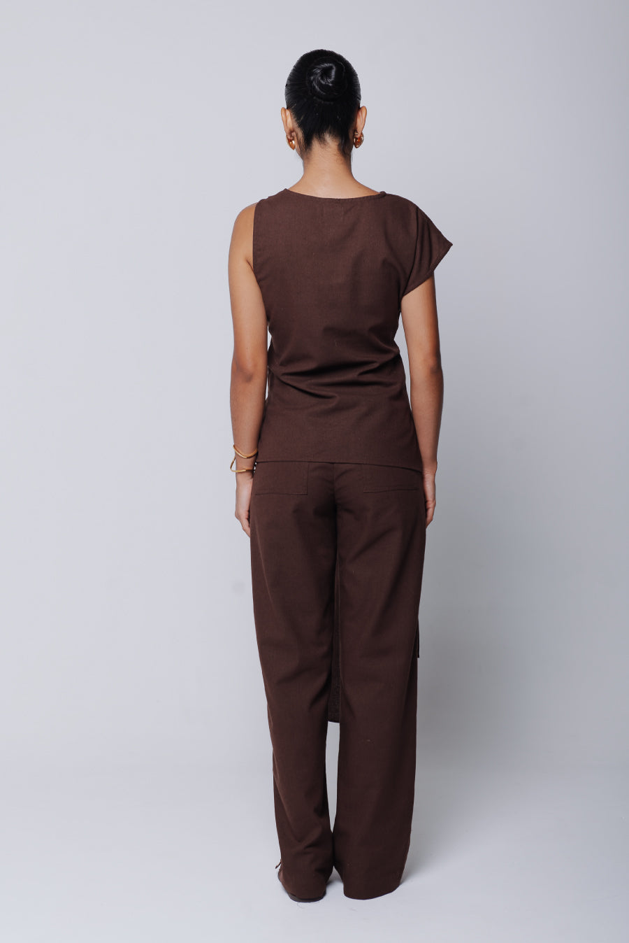 Calça Pantalona Adélia Linho Marrom