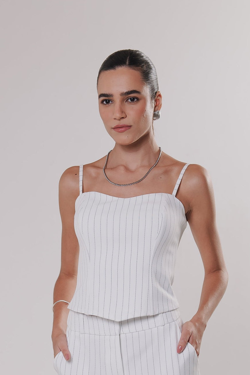 Corselet Alfaiataria Diovanna Risca Off White Ällie