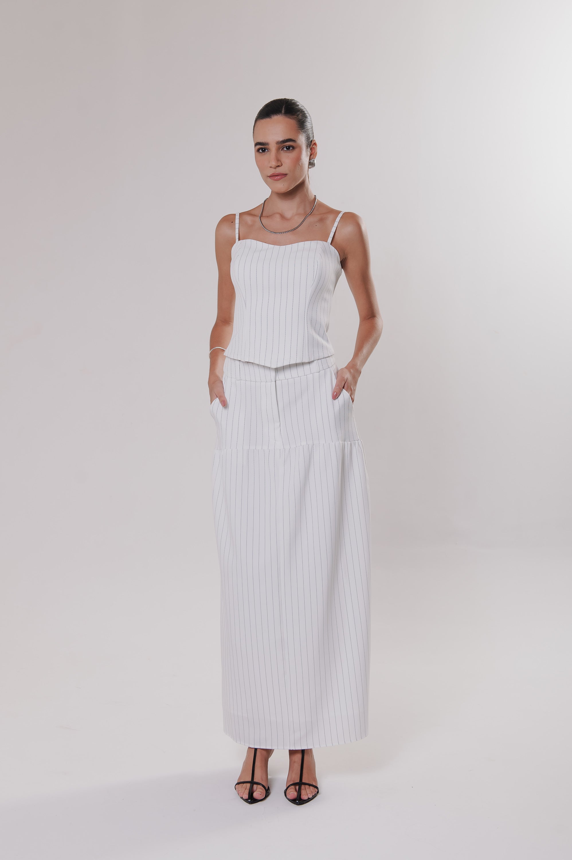 Corselet Alfaiataria Diovanna Risca Off White Ällie