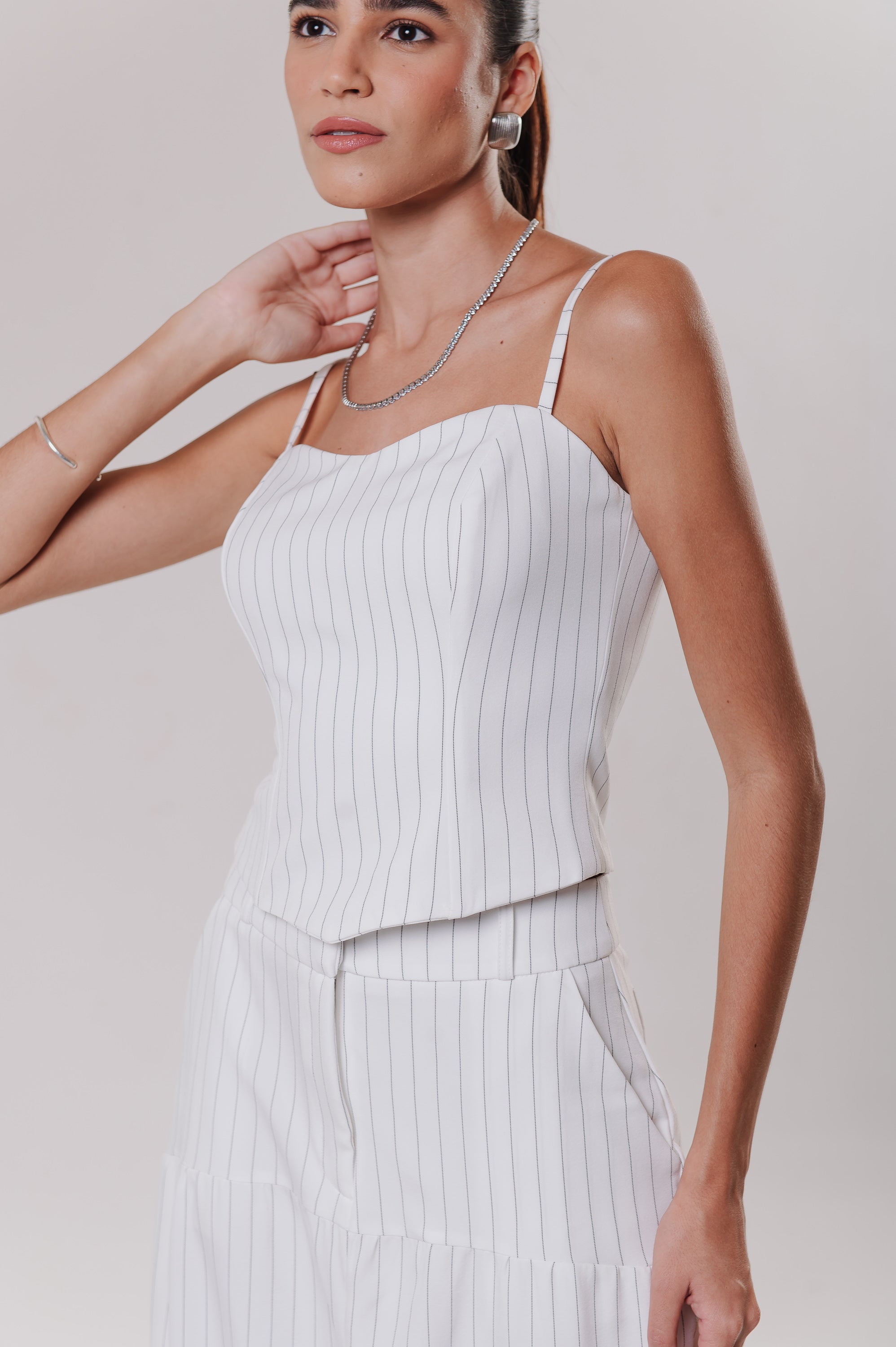 Corselet Alfaiataria Diovanna Risca Off White Ällie