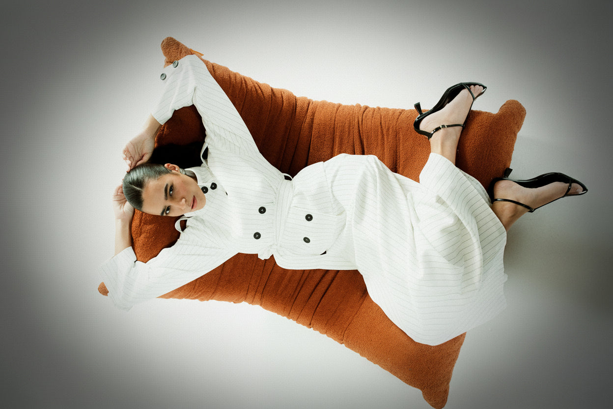 Trench Coat Alfaiataria Miranda Risca Off White Ällie (PRÉ-VENDA)