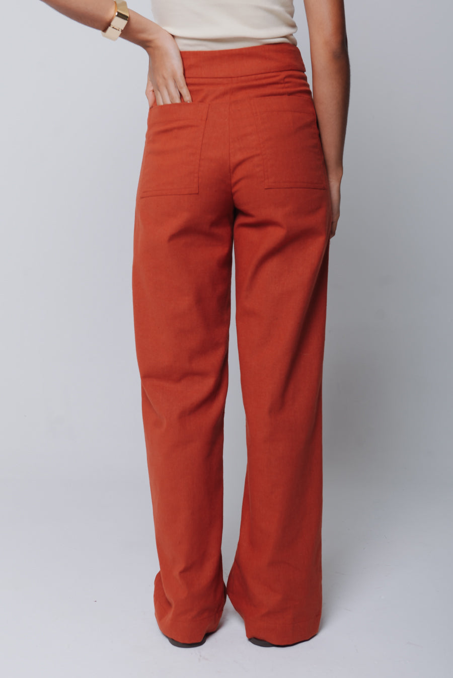 Calça Pantalona Adélia Linho Vermelho Terra