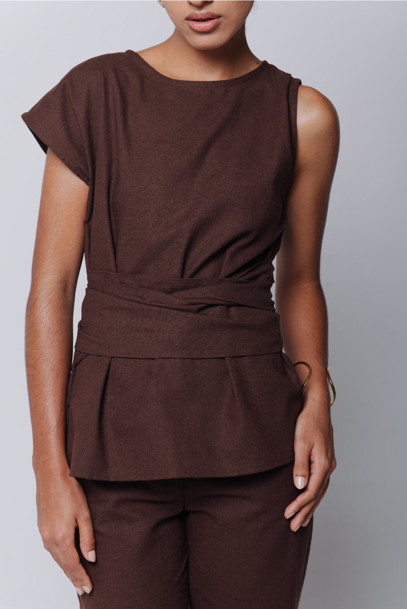 Blusa Amira Linho Marrom