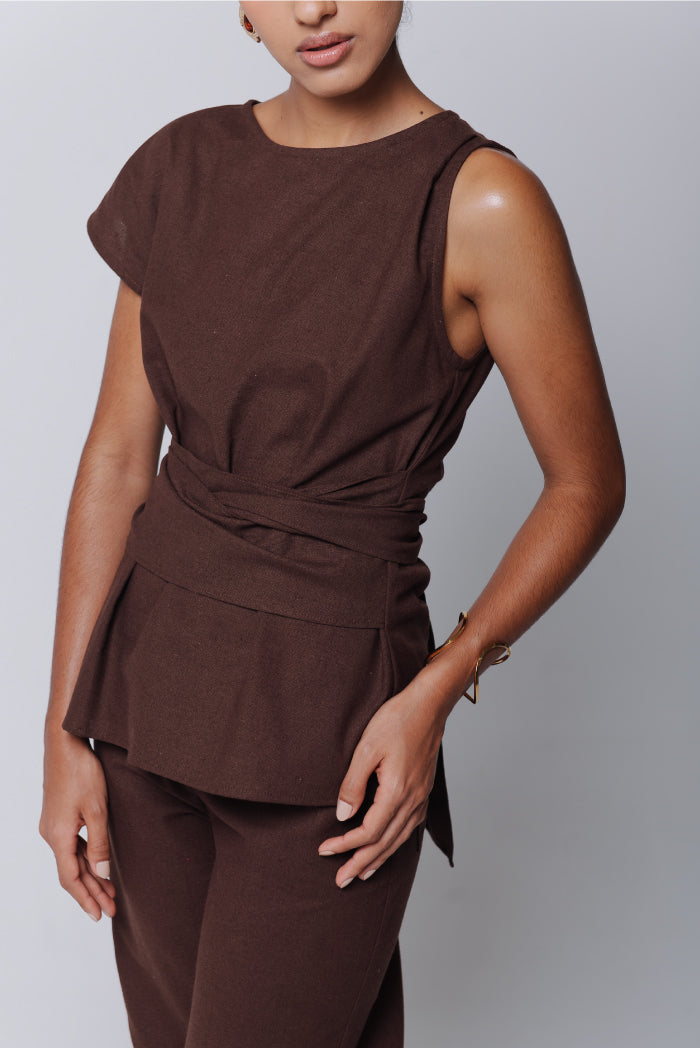Blusa Amira Linho Marrom