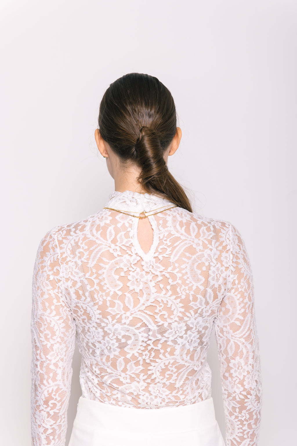 Blusa Gola Alta Renda Ametista Off White Ällie
