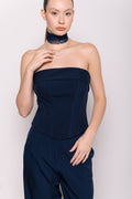 Corselet Alfaiataria Cristal Azul Marinho Ällie