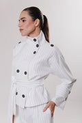 Trench Coat Alfaiataria Miranda Risca Off White Ällie (PRÉ-VENDA)