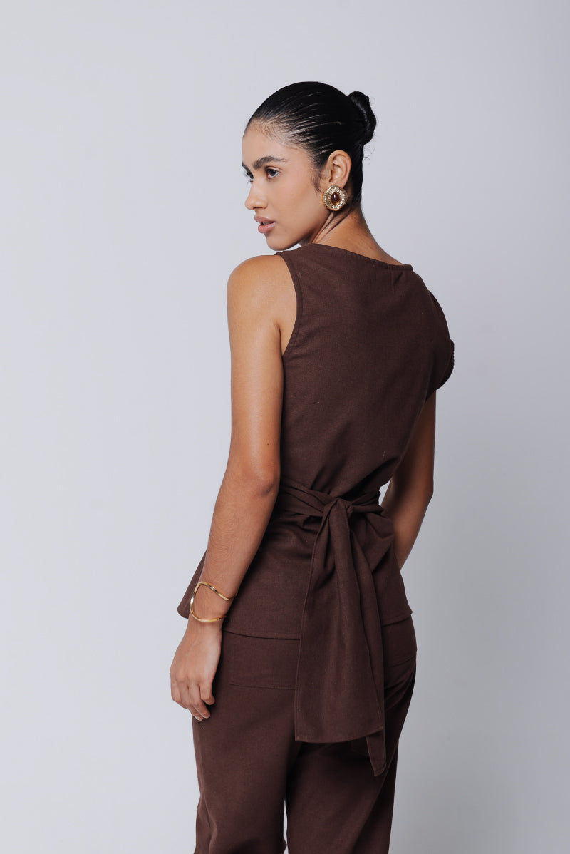 Blusa Amira Linho Marrom