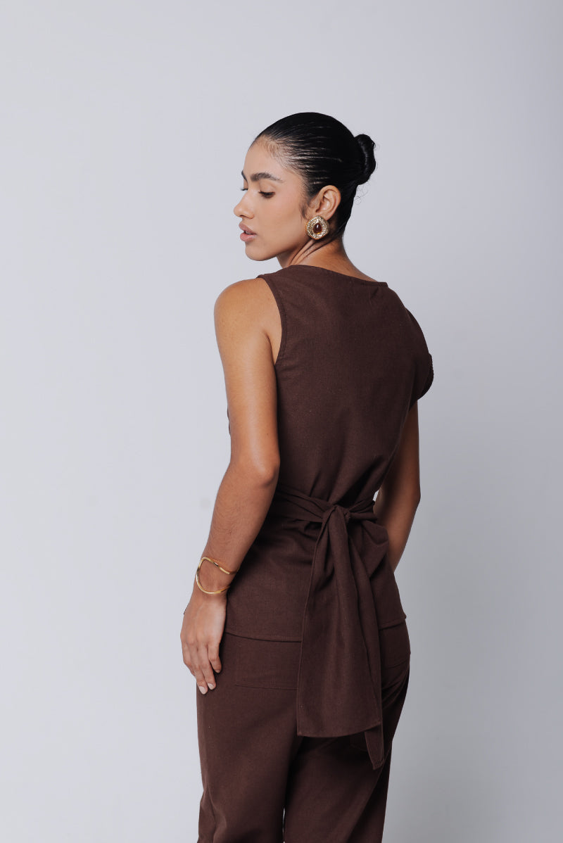 Blusa Amira Linho Marrom