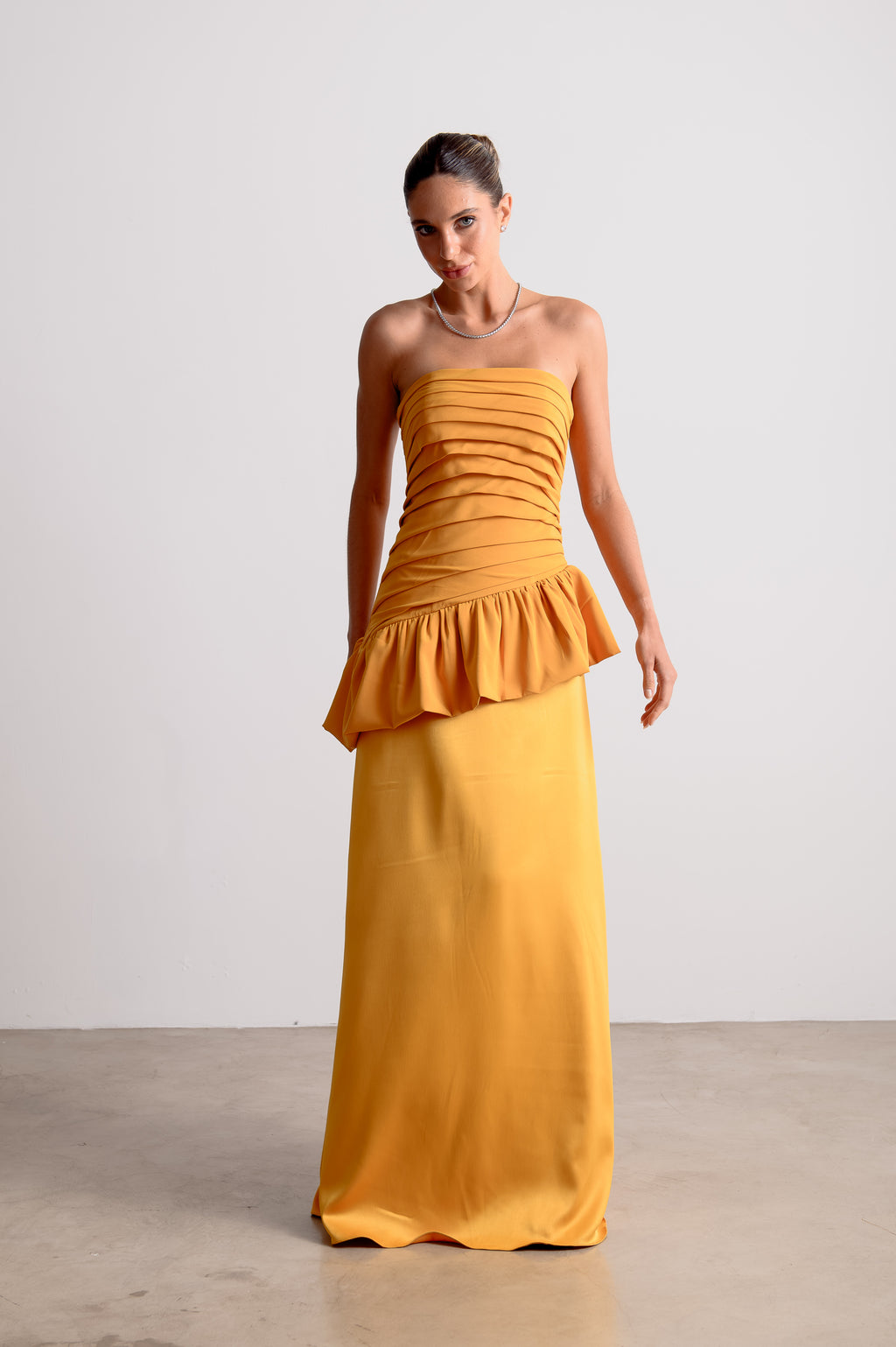 Vestido de Festa Rafaela Mostarda Ällie [ Pré-Venda ]