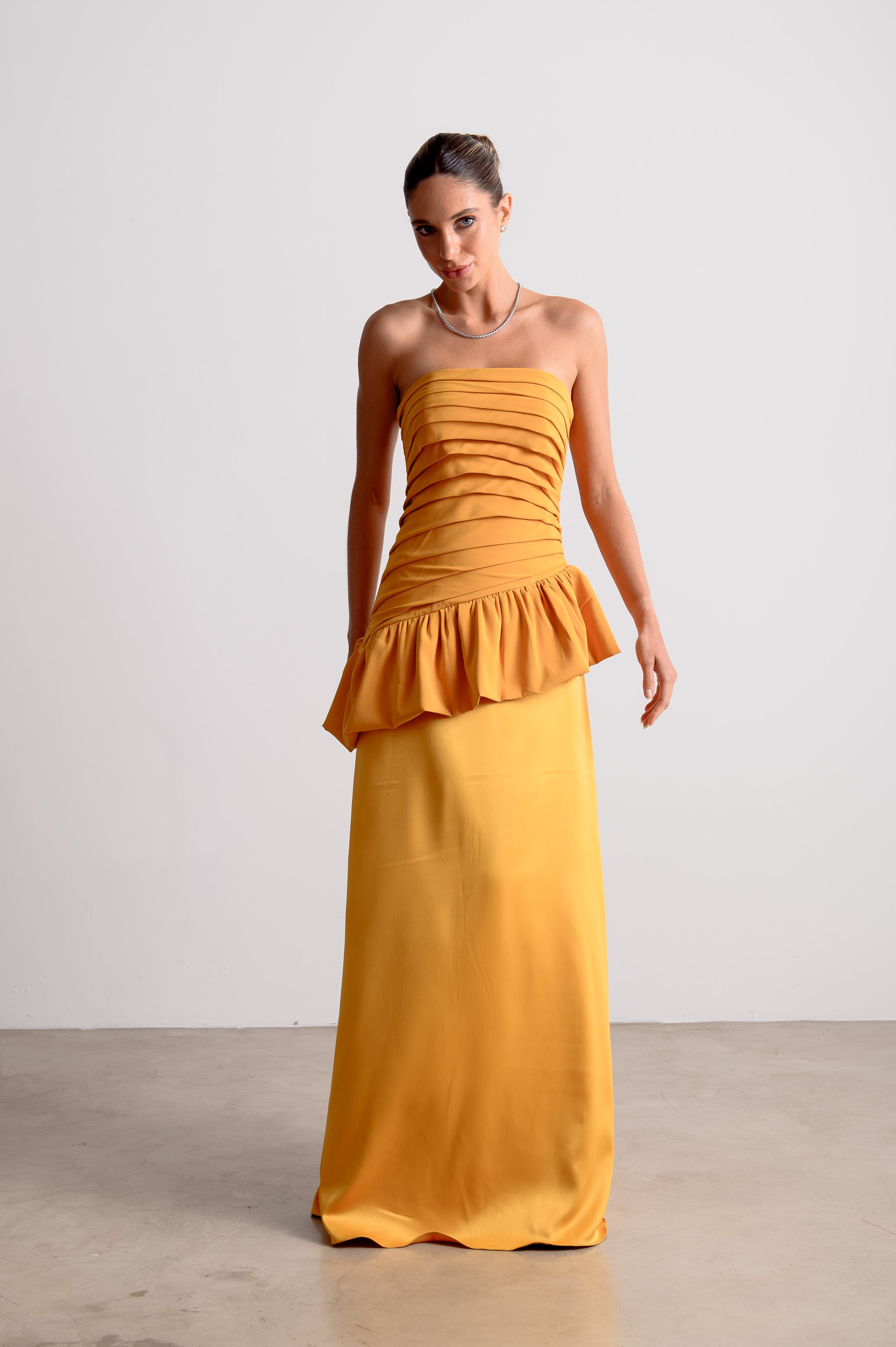 Vestido de Festa Rafaela Mostarda Ällie [ Pré-Venda ]
