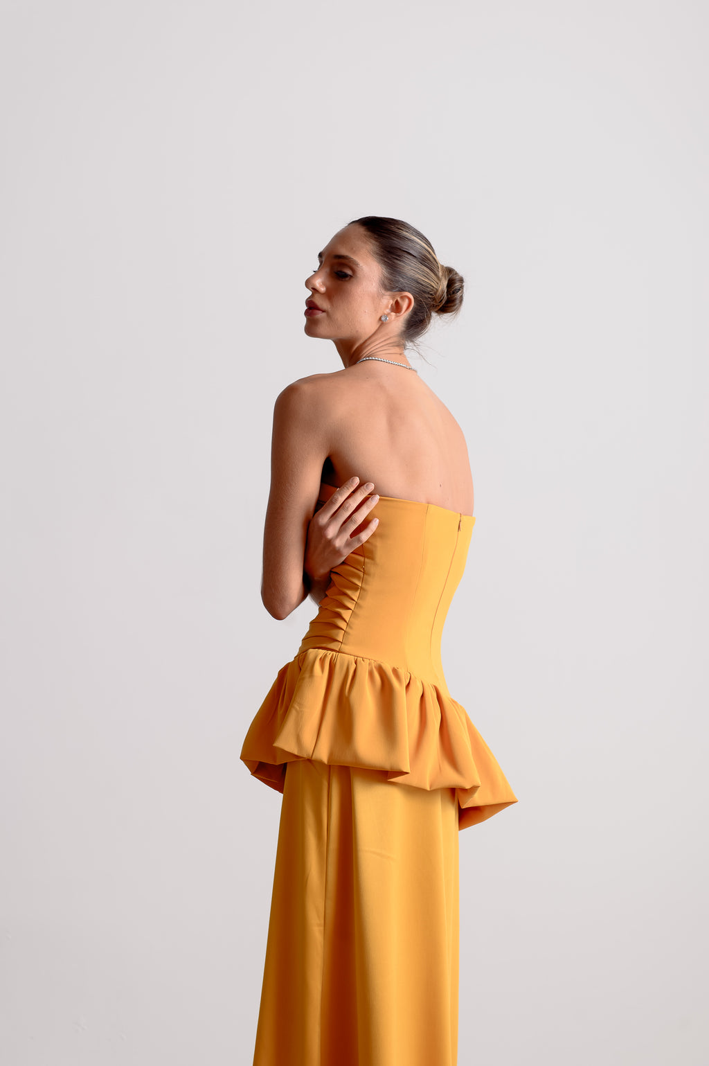 Vestido de Festa Rafaela Mostarda Ällie [ Pré-Venda ]