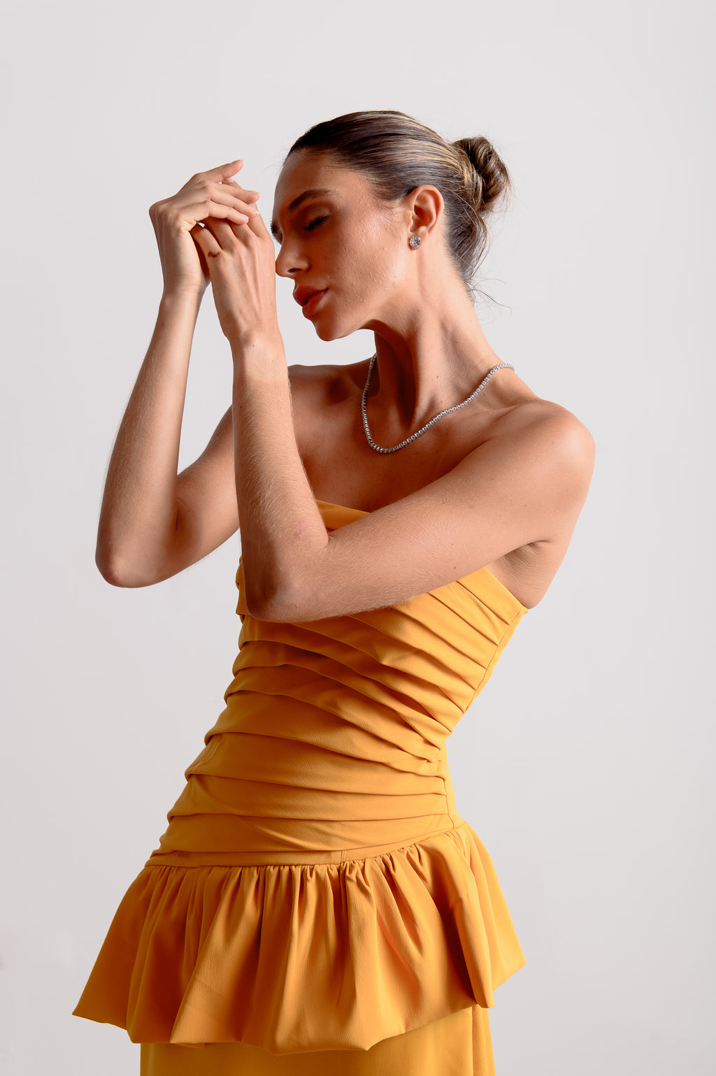 Vestido de Festa Rafaela Mostarda Ällie [ Pré-Venda ]