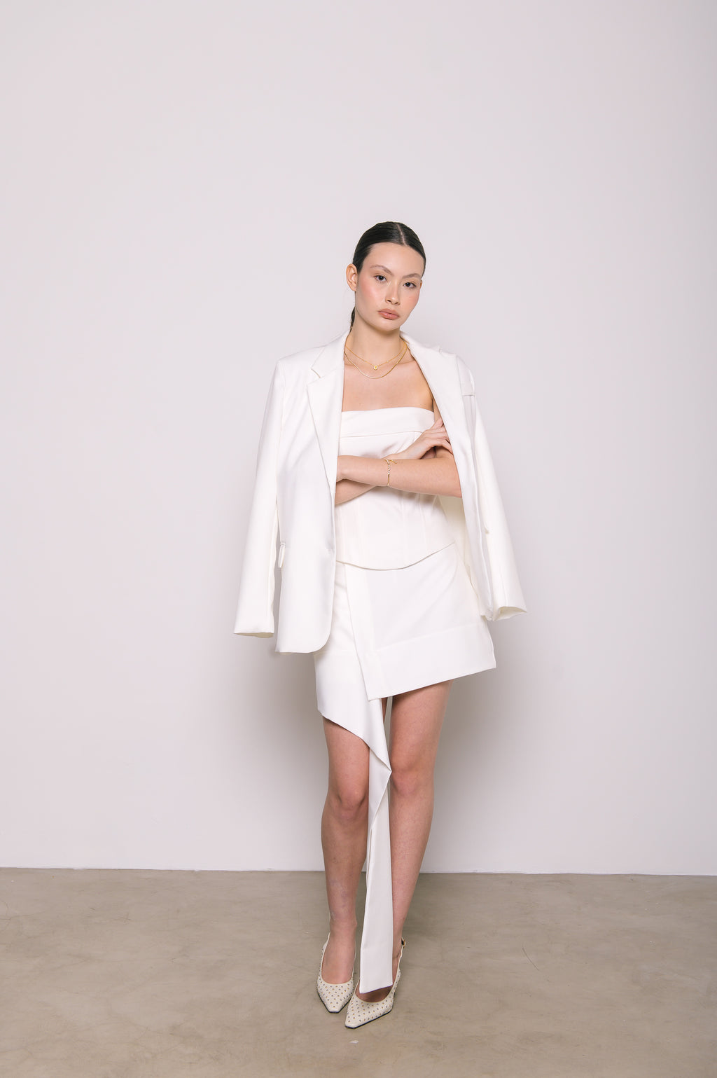 Short Saia Alfaiataria Beatriz Off White Ällie