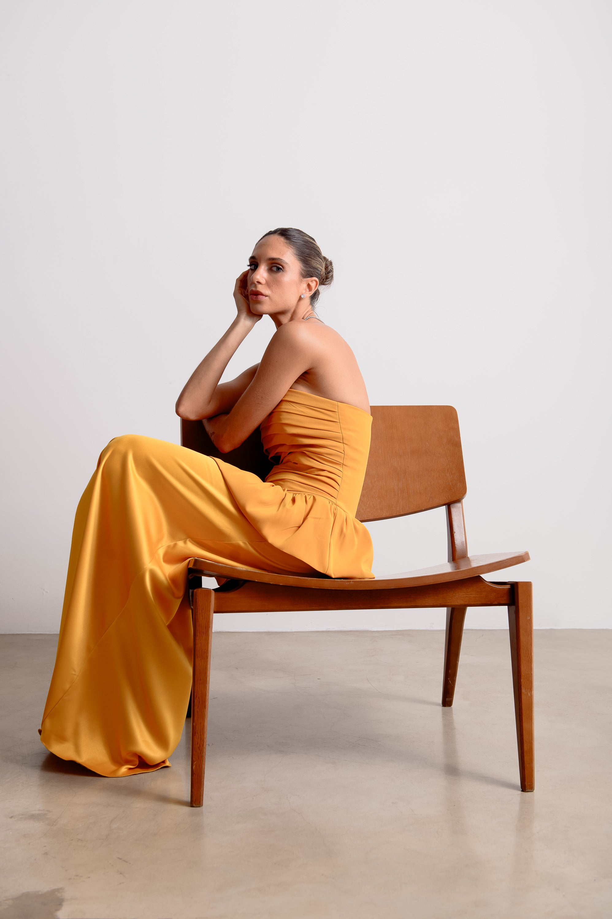 Vestido de Festa Rafaela Mostarda Ällie [ Pré-Venda ]