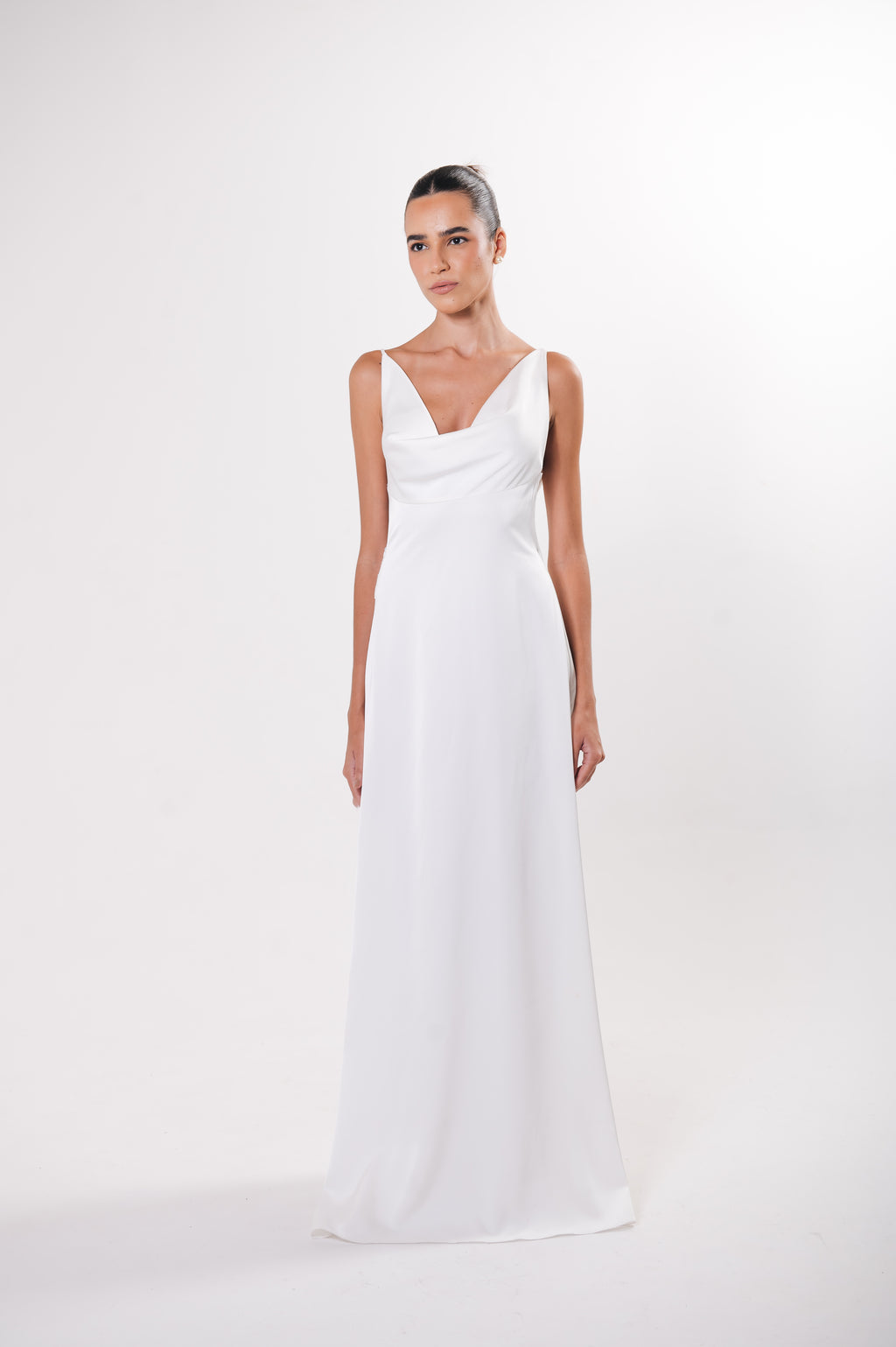 Vestido Longo Decote Degagê Júlia Off White Ällie