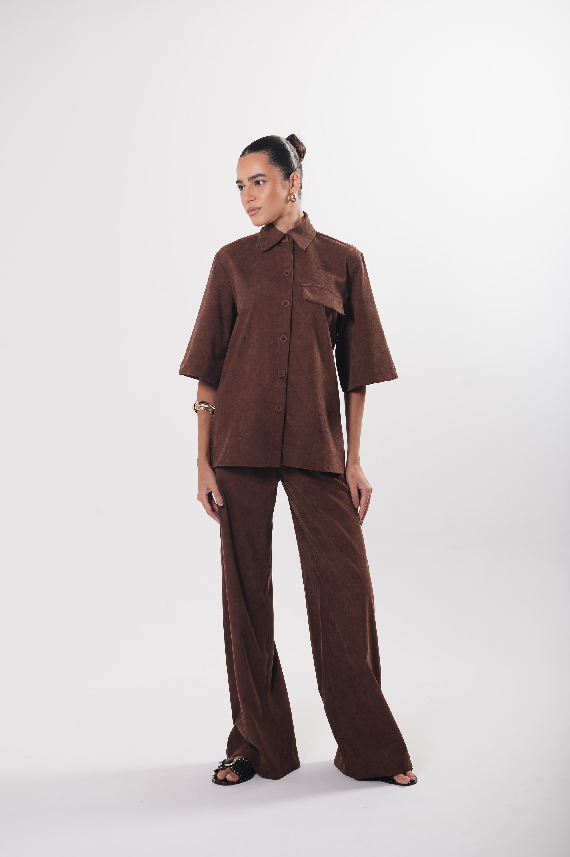 Camisa Veludo Juliana Marrom Ällie