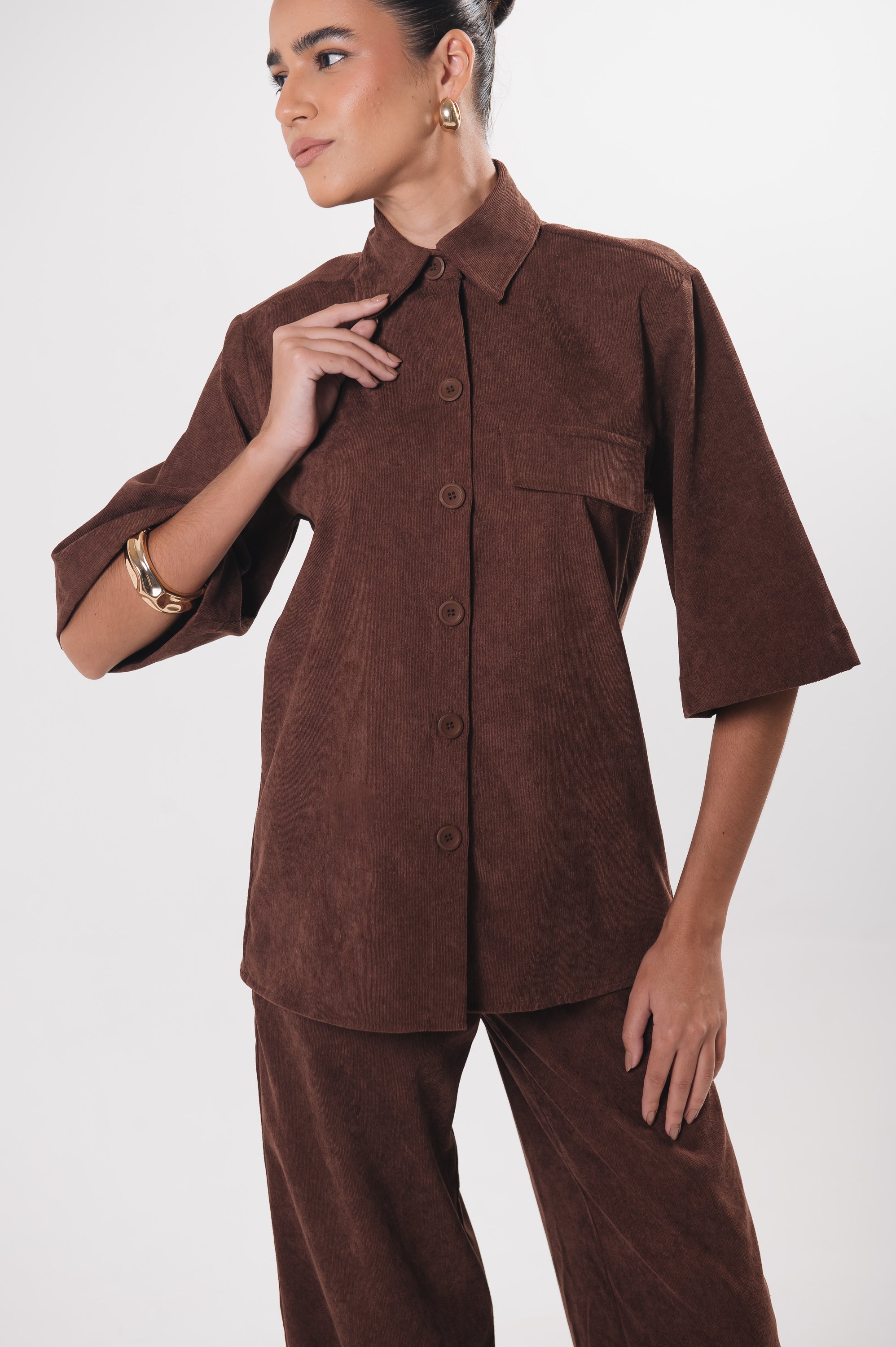 Camisa Veludo Juliana Marrom Ällie