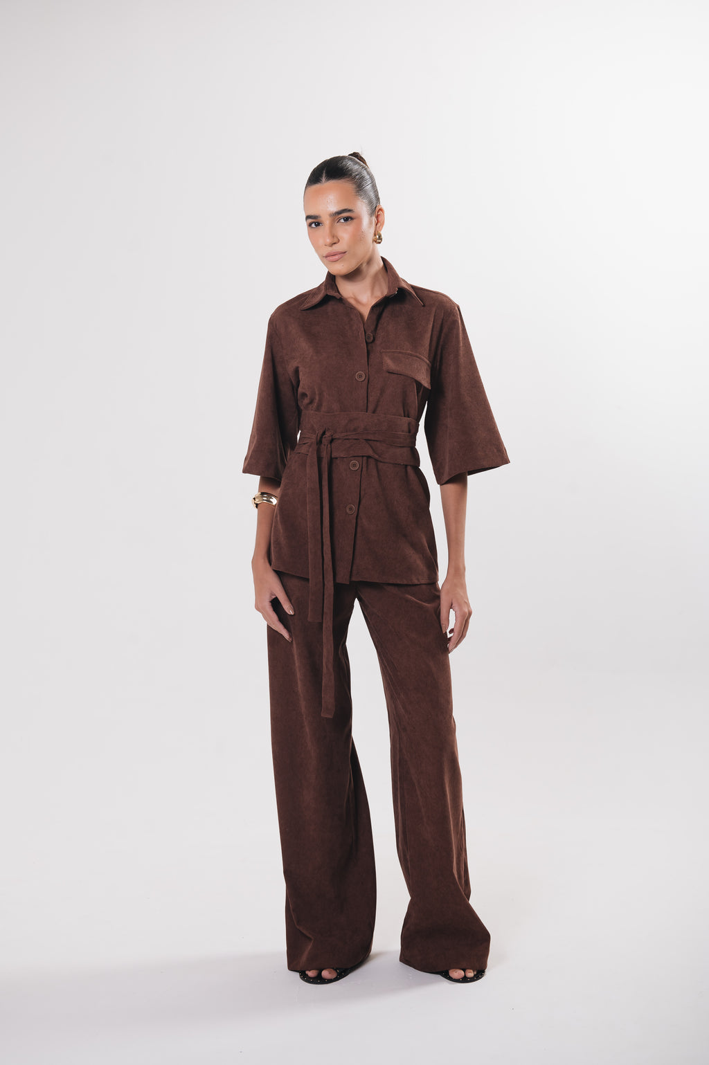 Camisa Veludo Juliana Marrom Ällie