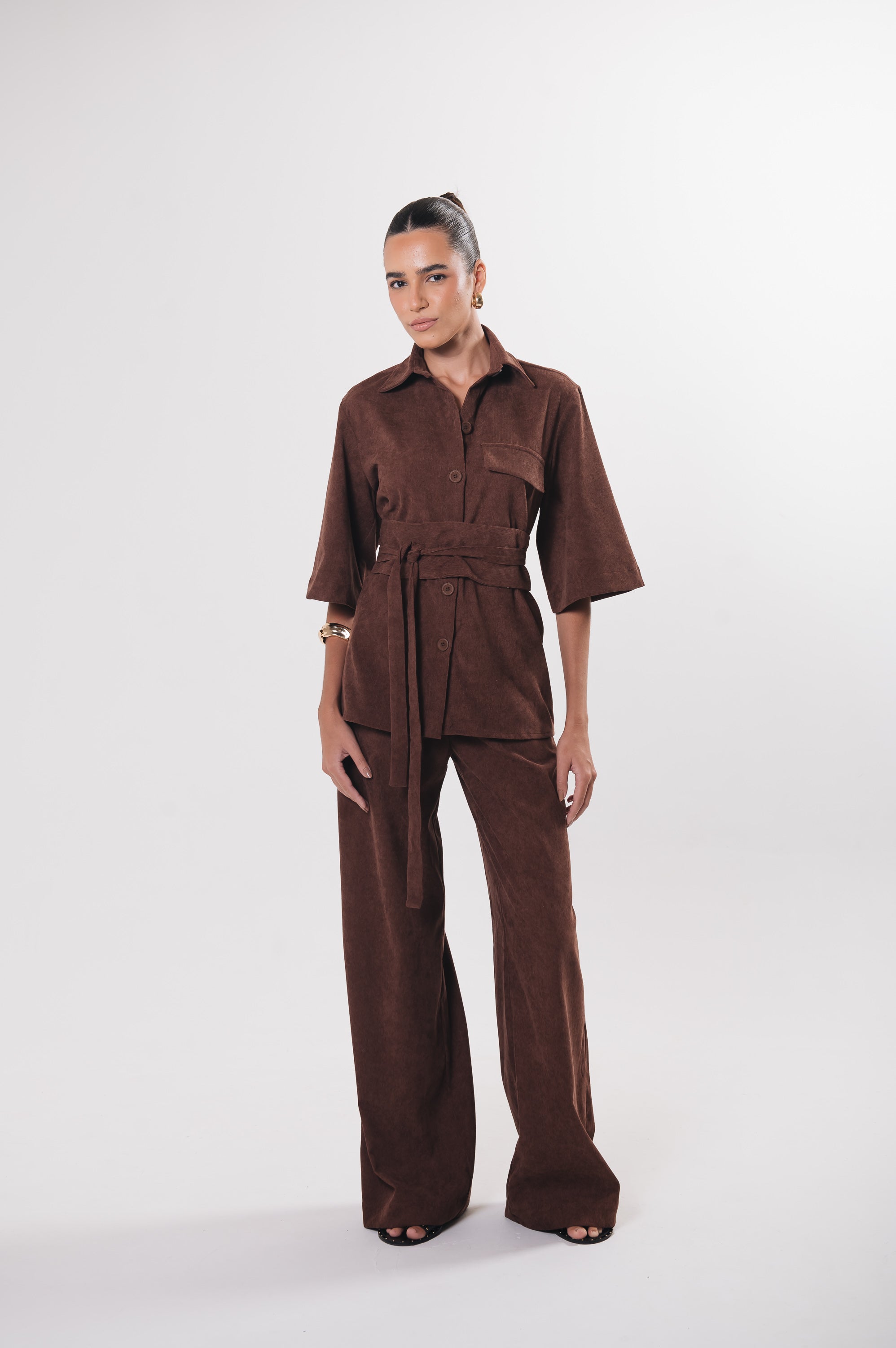 Camisa Veludo Juliana Marrom Ällie