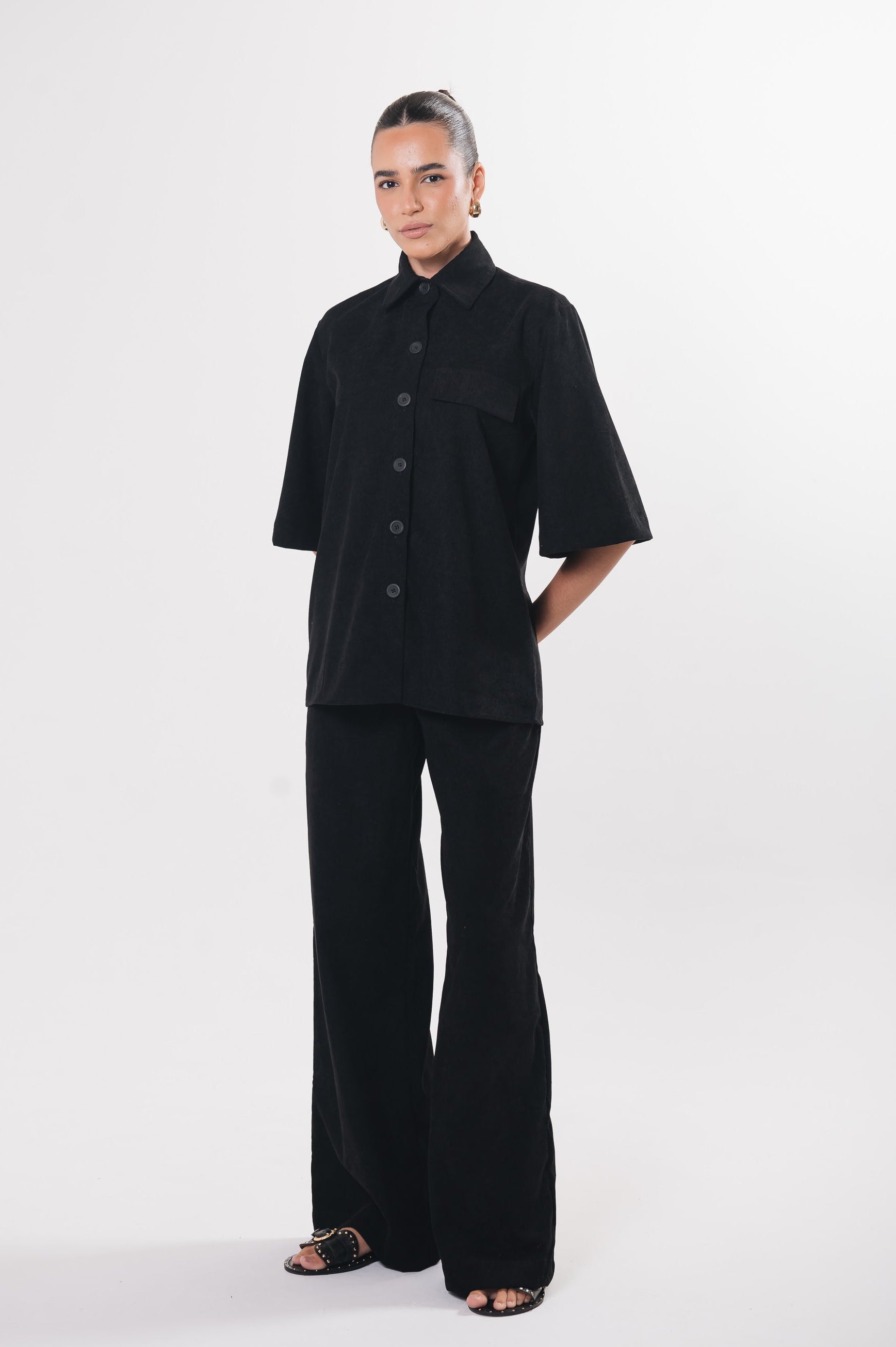 Camisa Veludo Juliana Preta Ällie