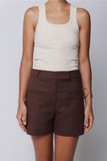 Short Fran Linho Marrom