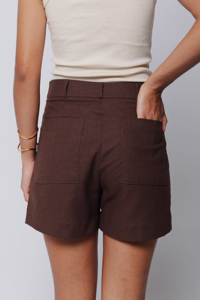 Short Fran Linho Marrom