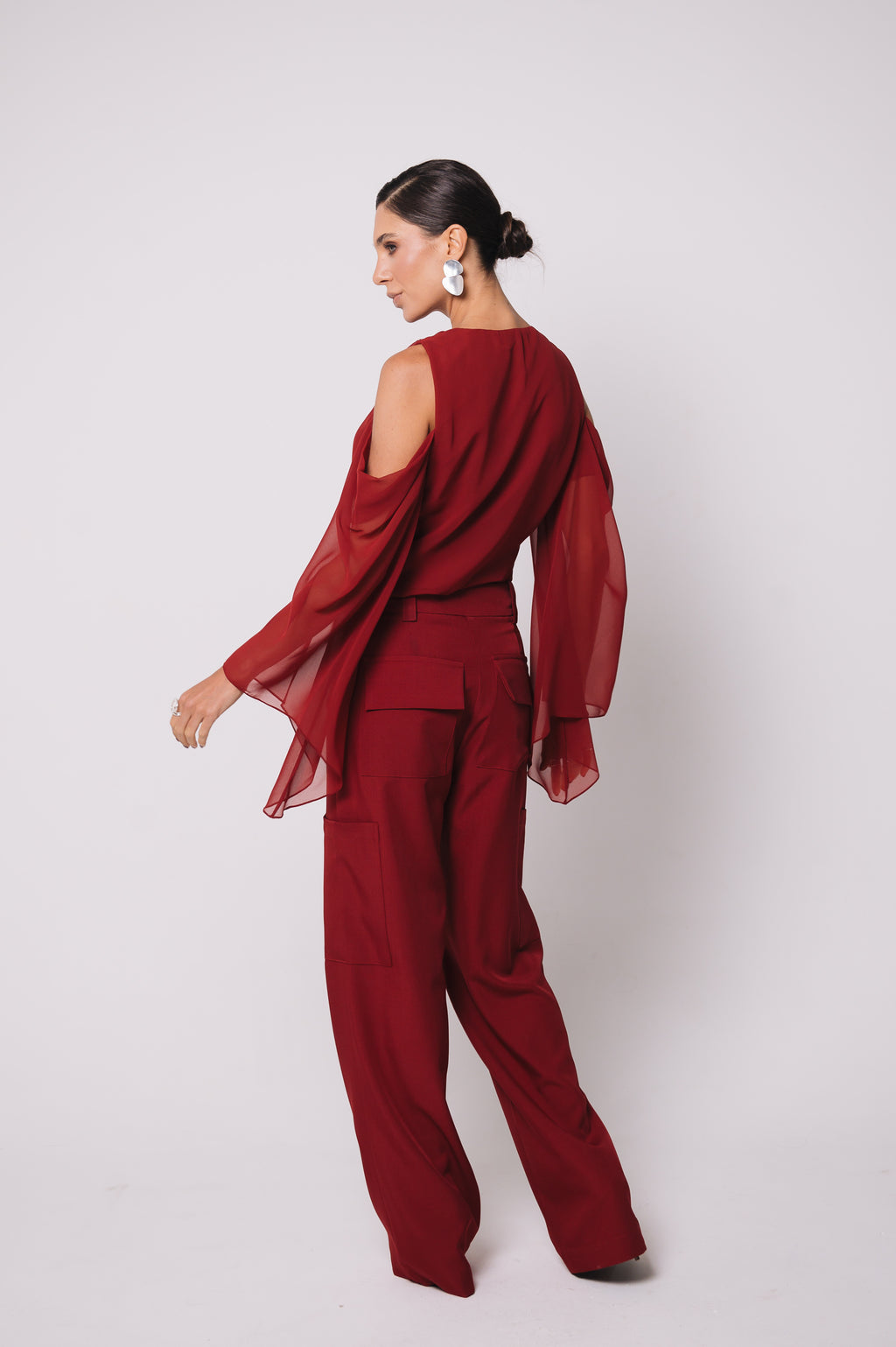 Blusa Fluida Recortes Charlotte Cereja Ällie