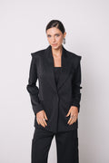 Blazer Alfaiataria Arya Risca de Giz Preto Ällie