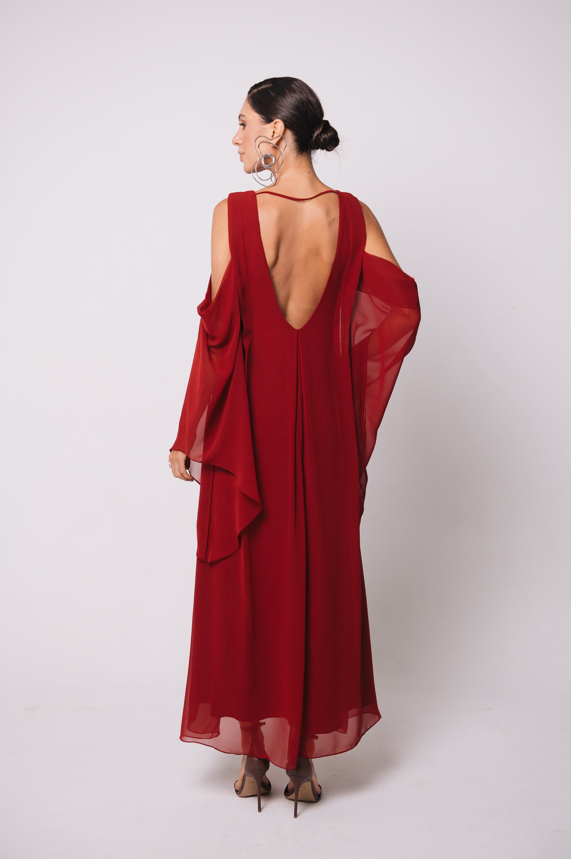 Vestido Fluido Recortes Caetana Cereja Ällie