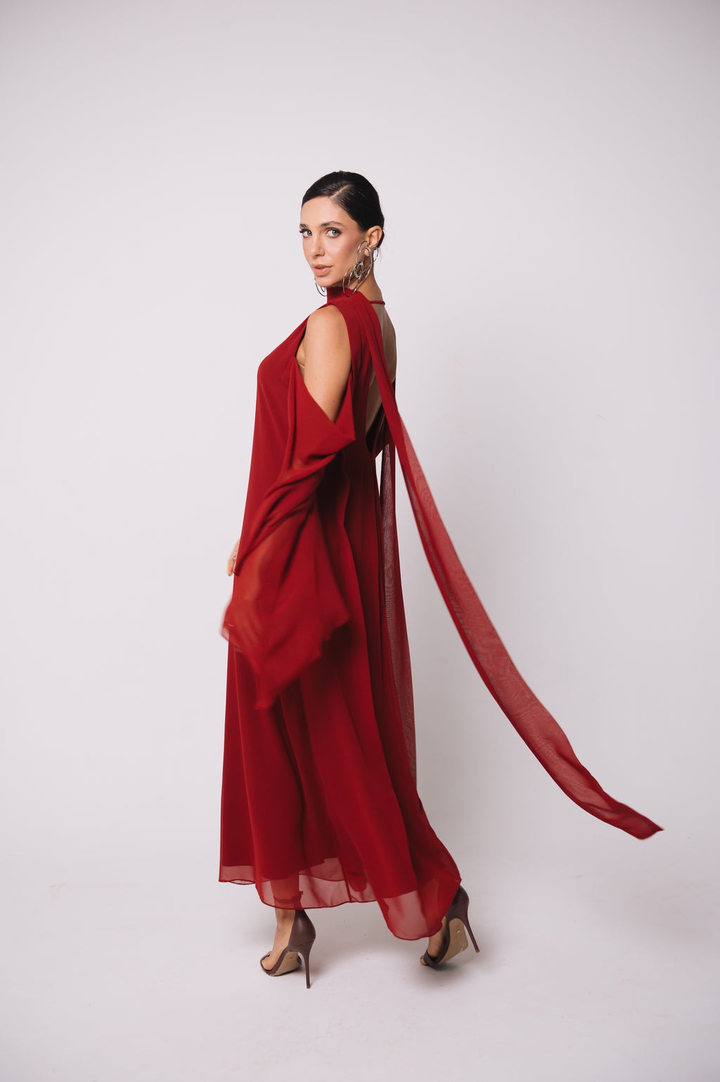 Vestido Fluido Recortes Caetana Cereja Ällie
