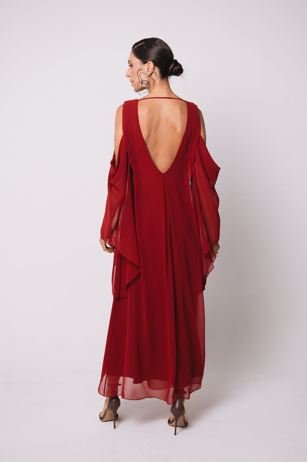 Vestido Fluido Recortes Caetana Cereja Ällie