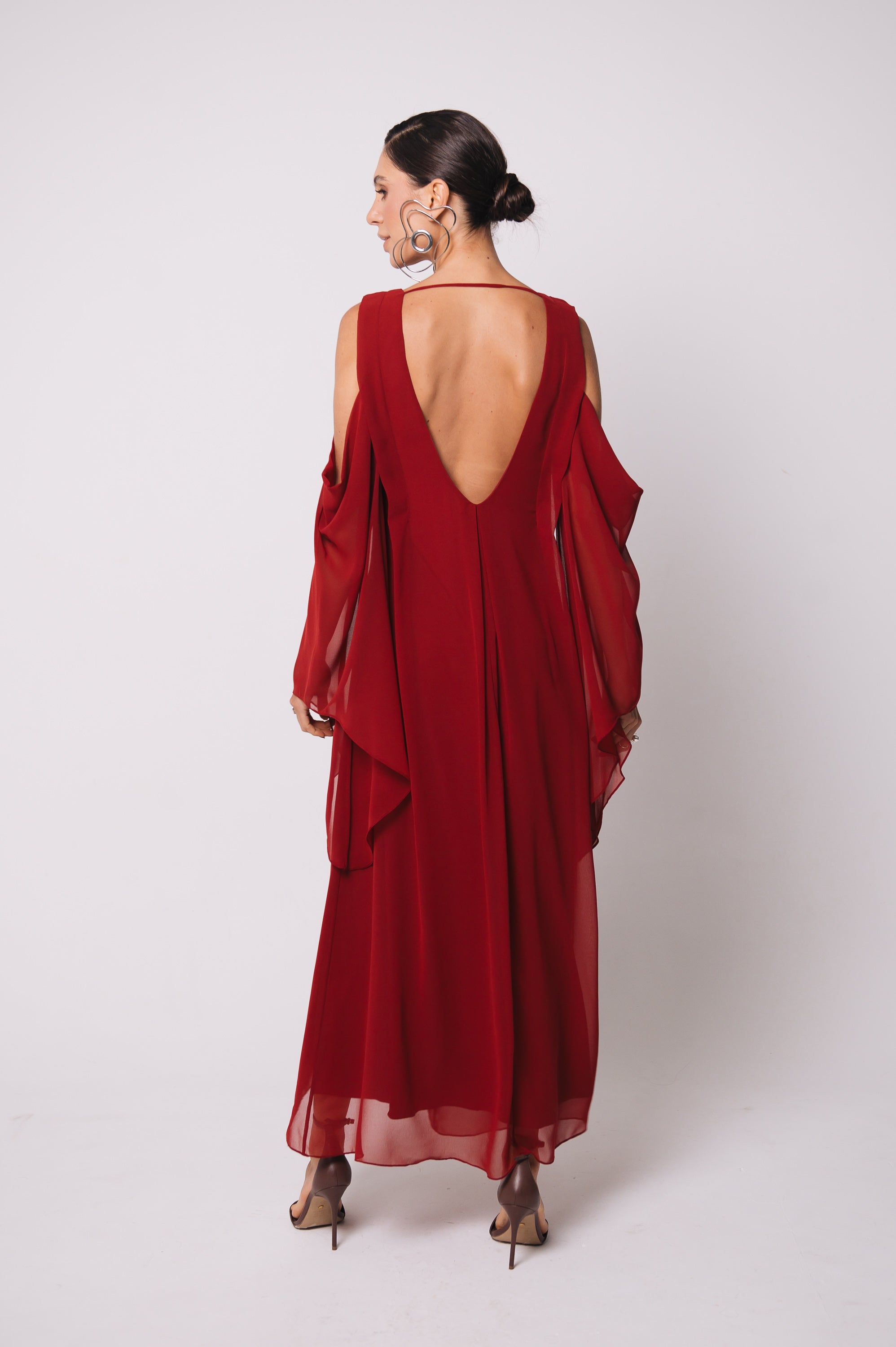 Vestido Fluido Recortes Caetana Cereja Ällie