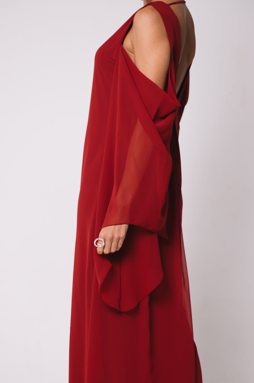 Vestido Fluido Recortes Caetana Cereja Ällie