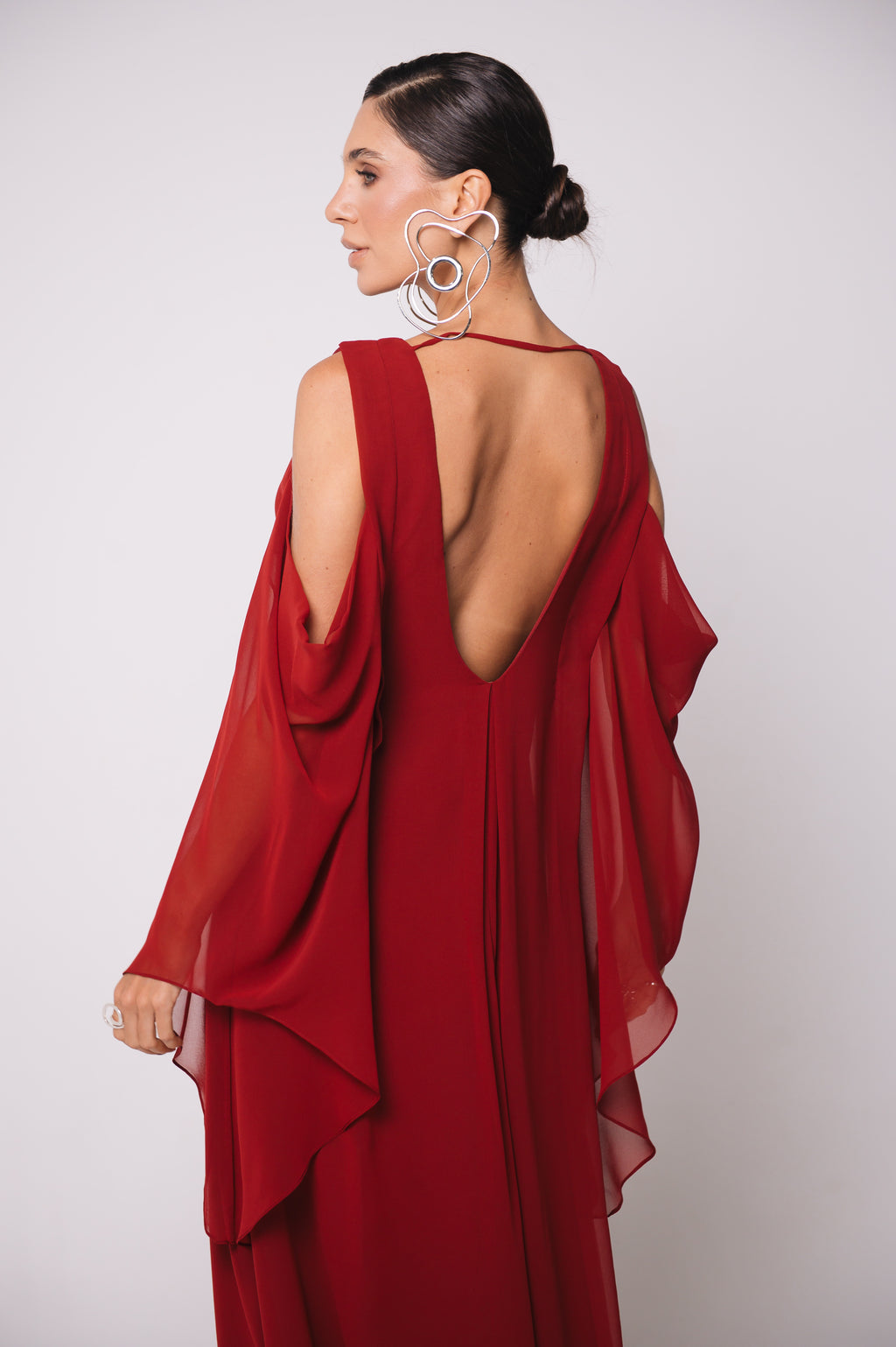 Vestido Fluido Recortes Caetana Cereja Ällie