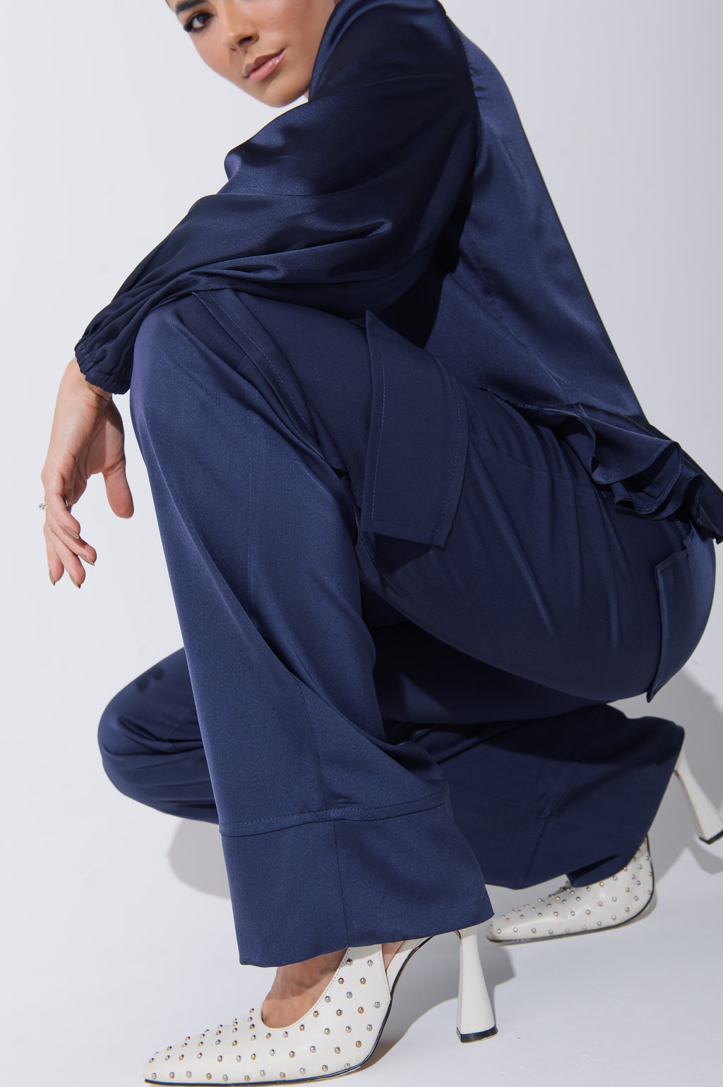 Camisa Acetinada Lisandra Azul Marinho Saphir
