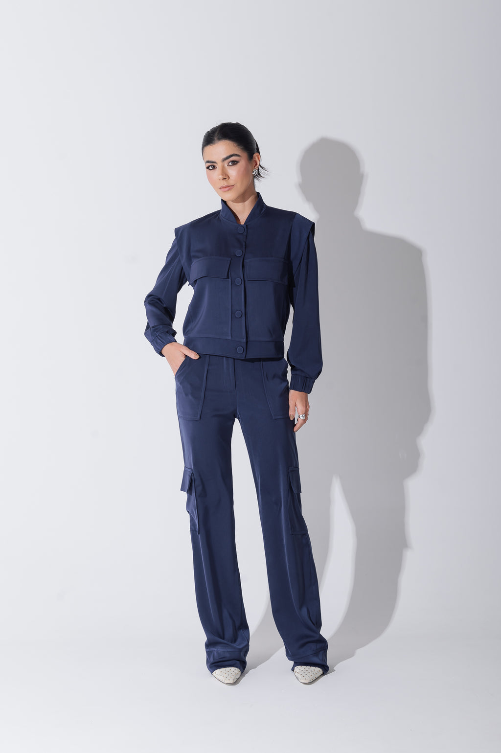 Jaqueta Bomber Alfaiataria Carol Azul Marinho Saphir