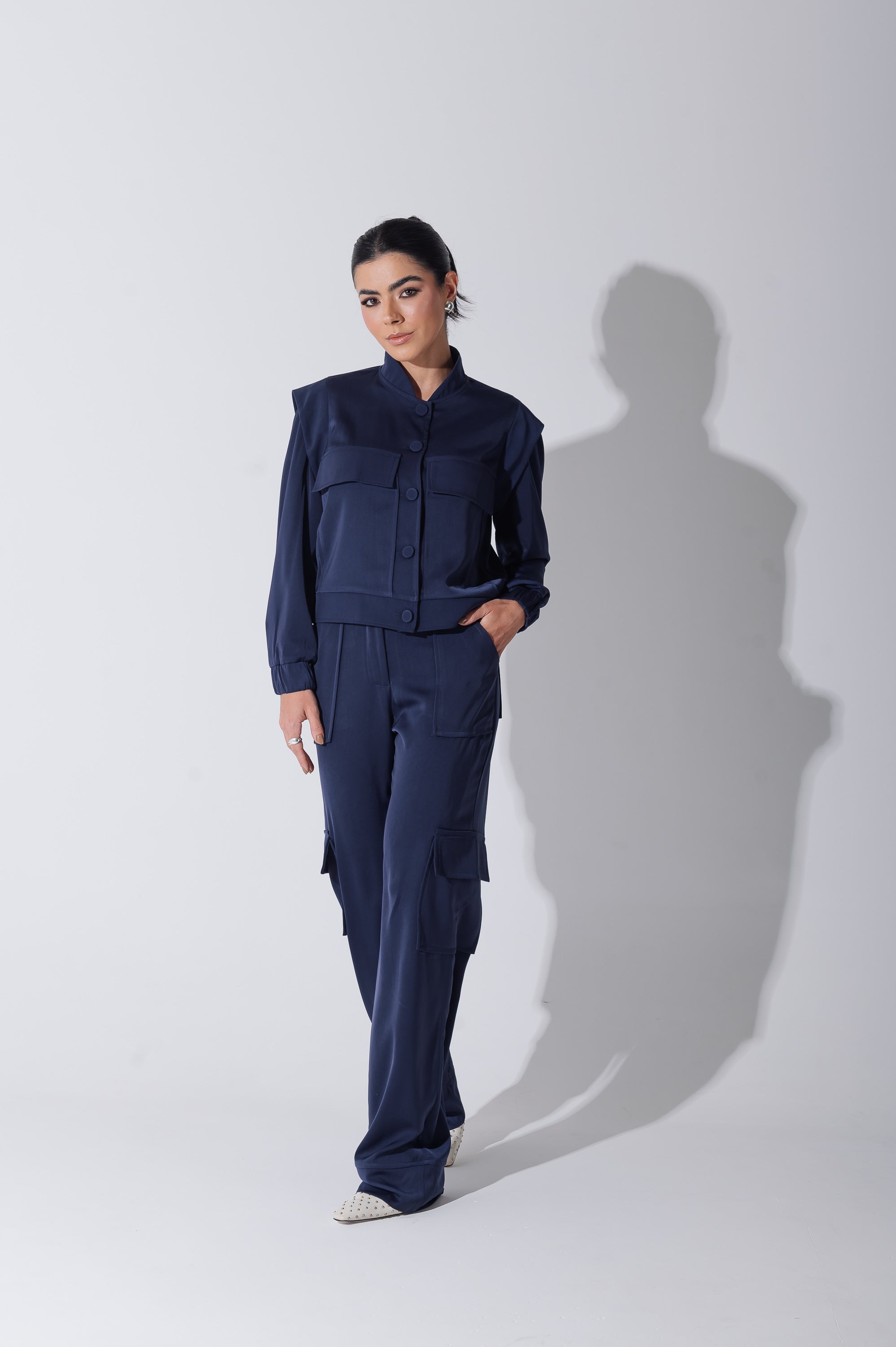 Jaqueta Bomber Alfaiataria Carol Azul Marinho Saphir