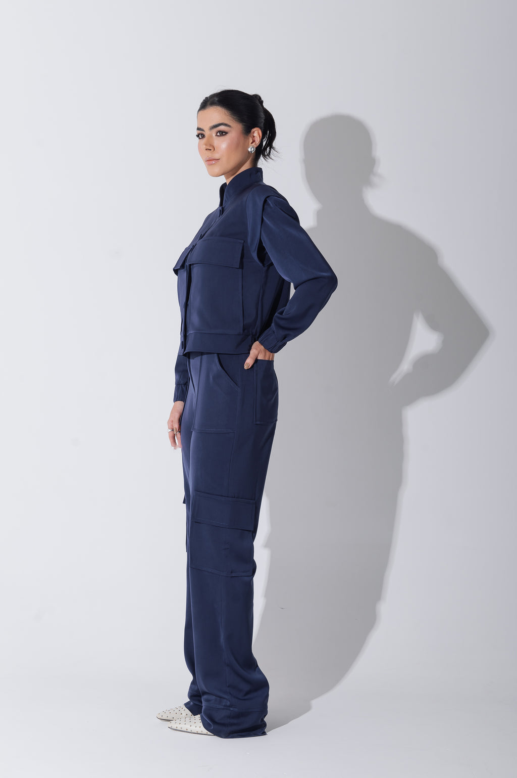 Jaqueta Bomber Alfaiataria Carol Azul Marinho Saphir