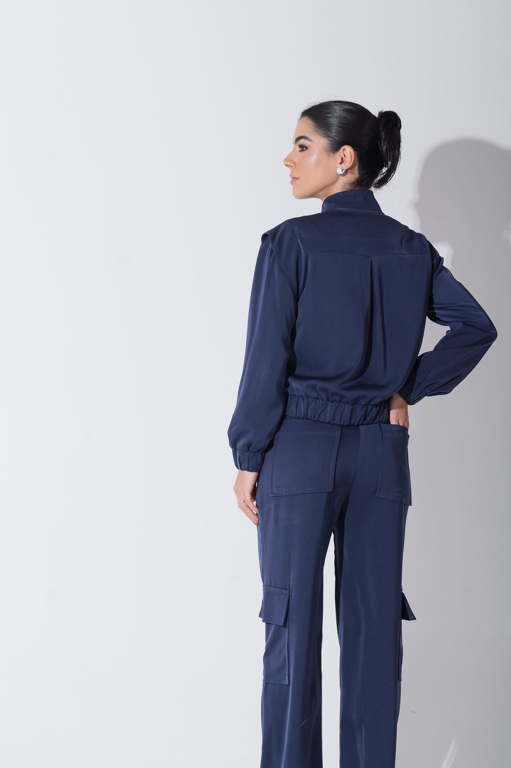 Jaqueta Bomber Alfaiataria Carol Azul Marinho Saphir